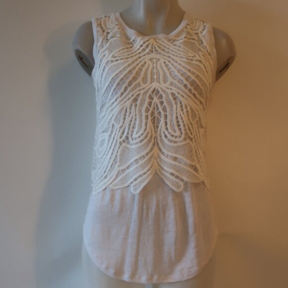 Womens Generation Love White Crochet Overlay Sleeveless Top S - Picture 1 of 6